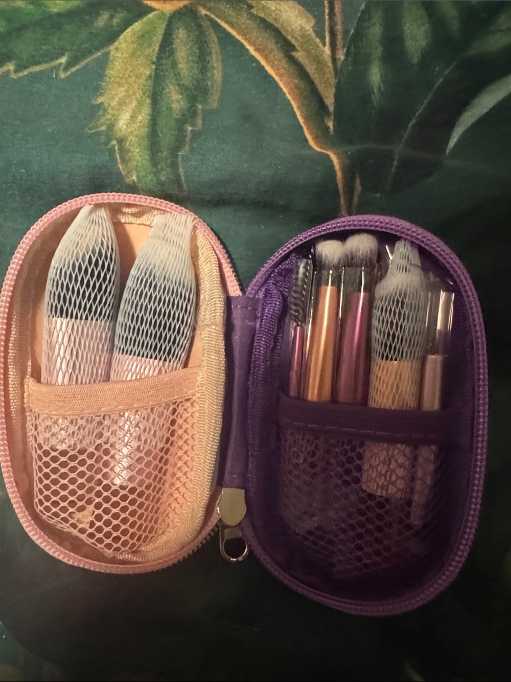 Travel Makeup Brush Set with Pink and Purple Case never used